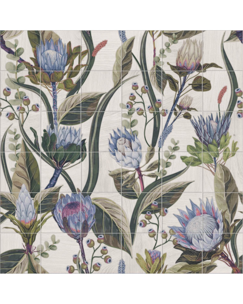 Ensemble Mural Blue Leaves 20x20 (ensemble de 1,44 m²)