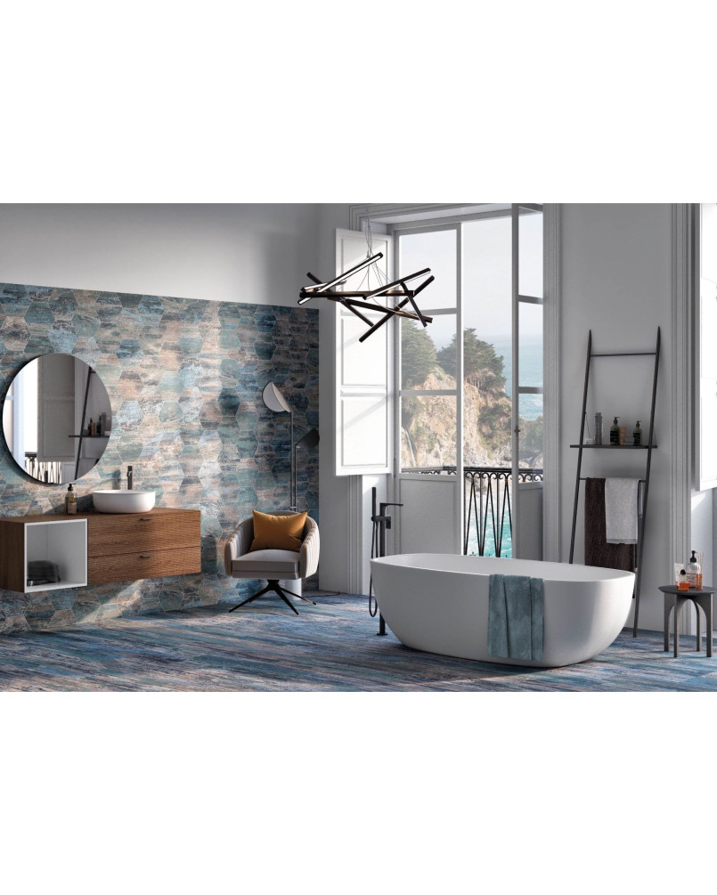 Série Cassis Hexagonal Blue 22x25 (carton de 1,04 m2)