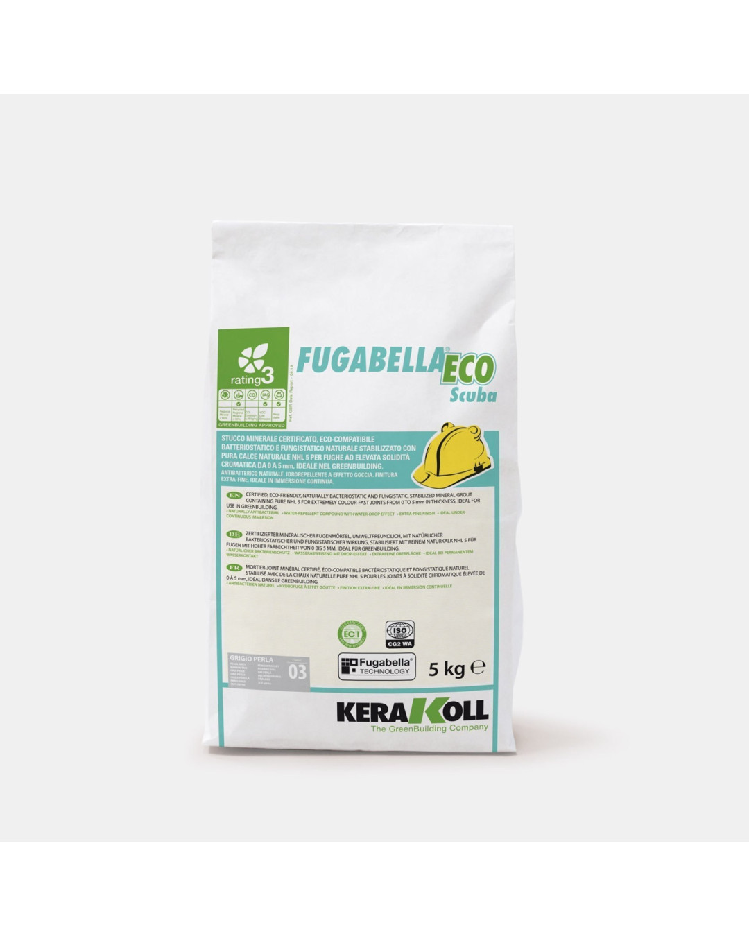 Sac mortier pour joints carrelage piscine Kerakoll Fugabella Eco Scuba Blanc - 5Kg