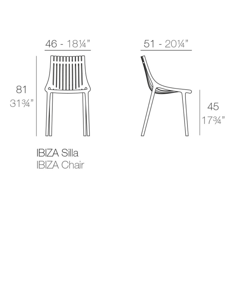 Chaise Vondom Ibiza 46x51x81 - Écru - Lot de 4 unités