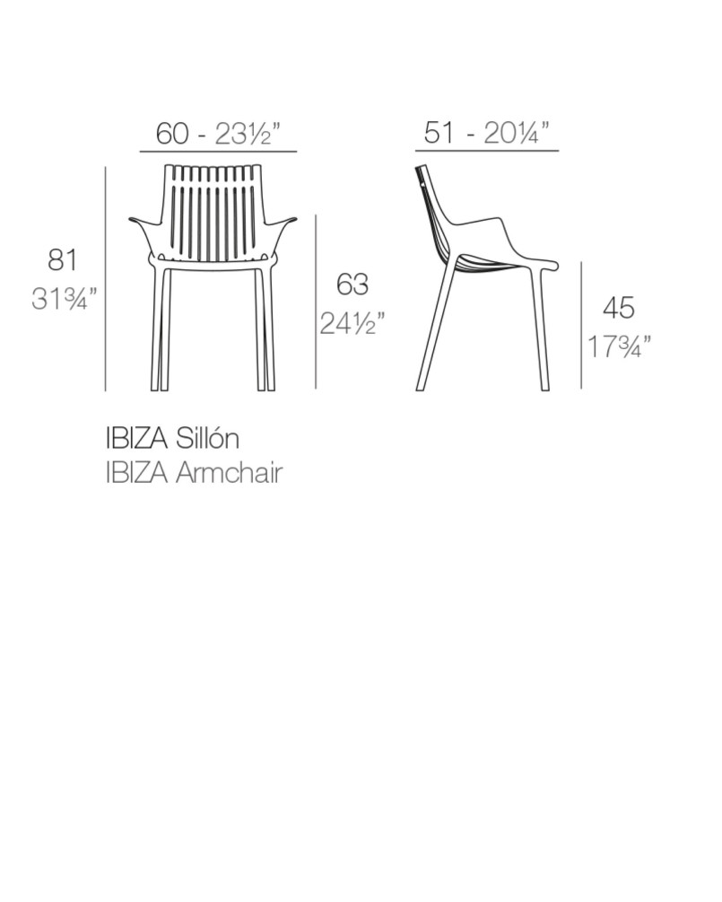 Chaise avec accoudoir Vondom Ibiza 60x51x81 - Blanc - Lot de 4 unités