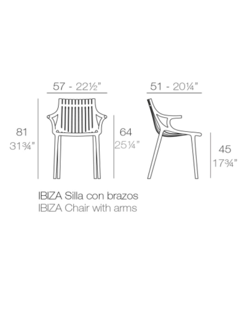Chaise à bras Vondom Ibiza 57x51x81 - Écru - Lot de 4 unités