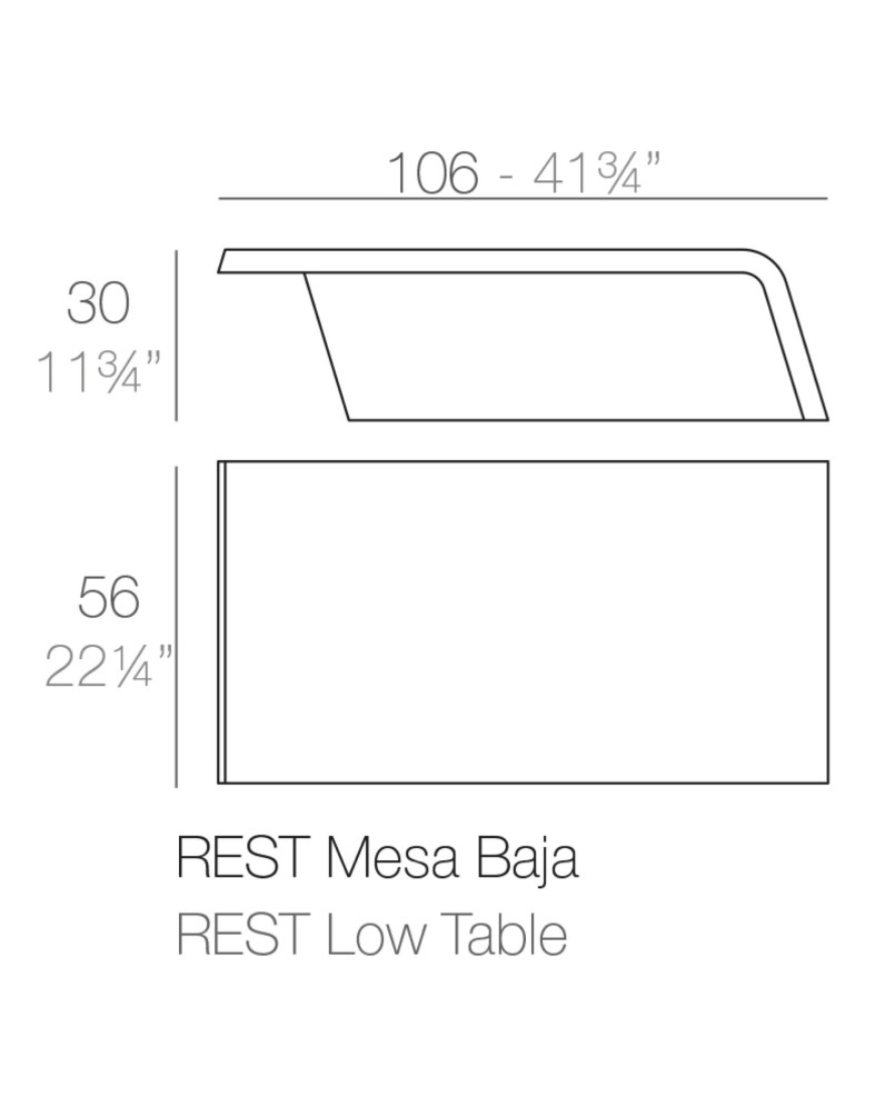 Table basse Vondom Rest 106x56x30 - Blanc - Produit écoresponsable
