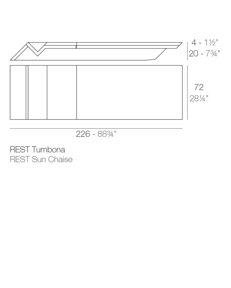 Chaise longue Vondom Rest Sun Chaise 226x72x24 - Écru - Produit écoresponsable