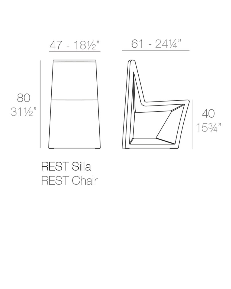 Chaise Vondom Rest 47x61x80 - Écru - Produit écoresponsable