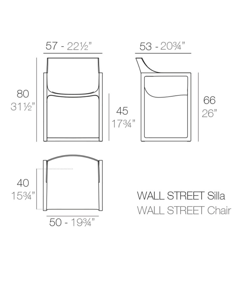 Chaise avec accoudoirs Vondom Wall Street 57x53x80 - Écru - Lot de 2 unités