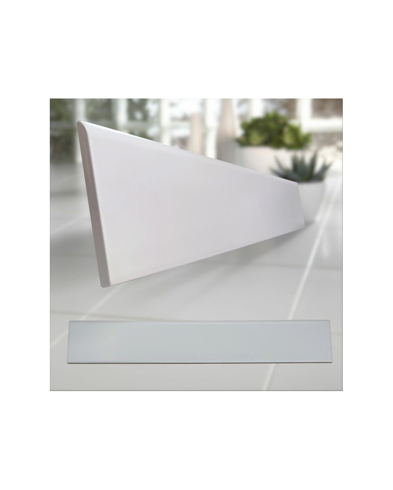 Plinthe carrelage blanc mat uni Mainzu 8x60 (vendu à l'unité)