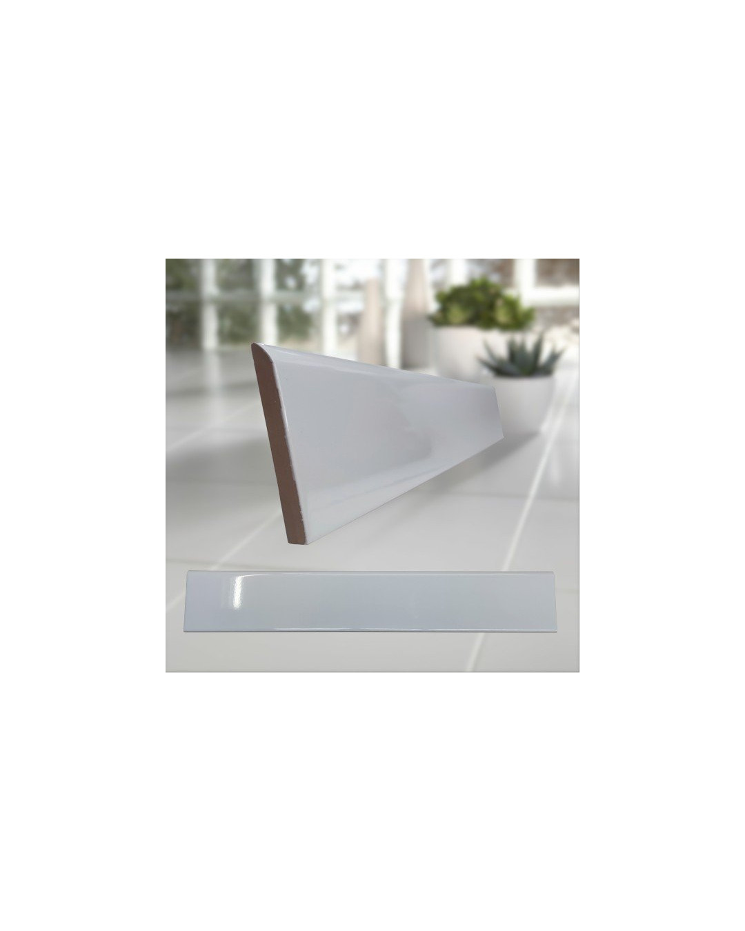 Plinthe carrelage blanc brillant uni Mainzu 10x60 (vendu à l'unité)