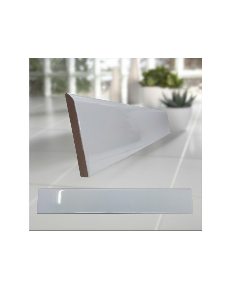 Plinthe carrelage blanc brillant uni Mainzu 8x60 (vendu à l'unité)