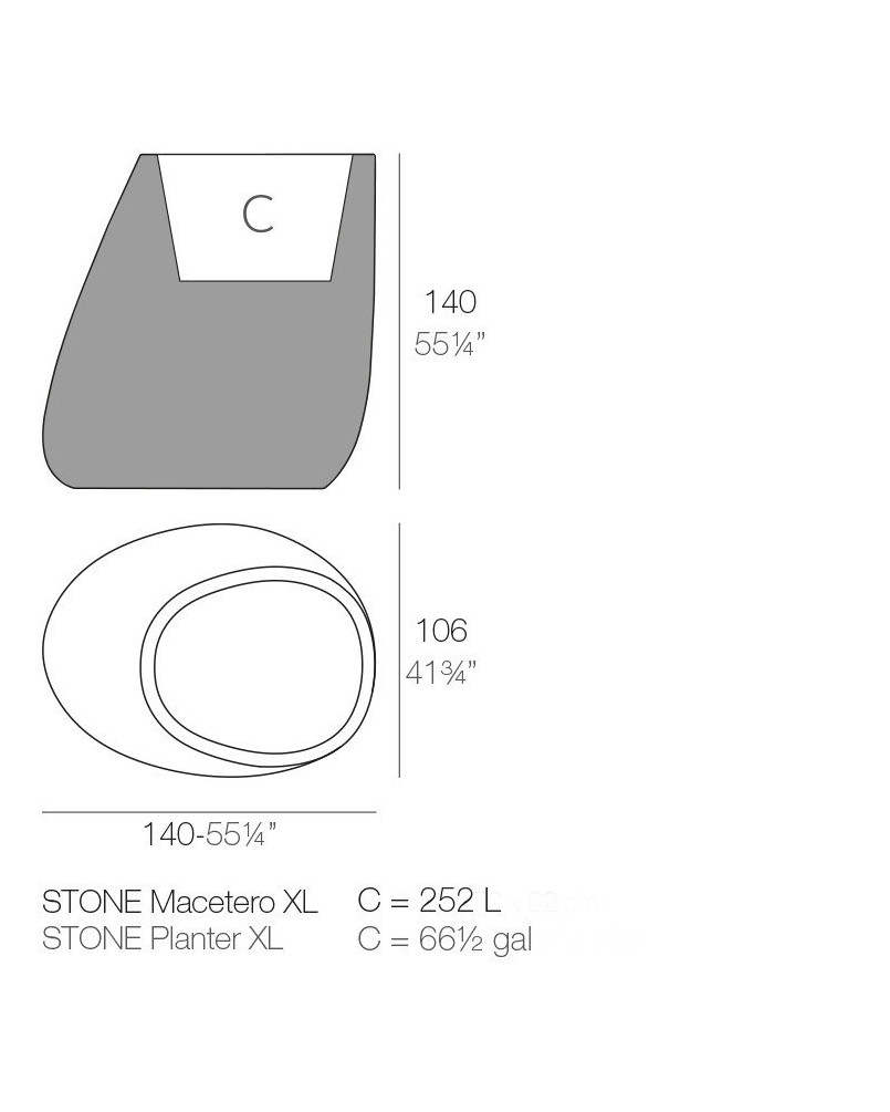 Jardinière Vondom Stone Basic 140x106x140 - Produit écoresponsable