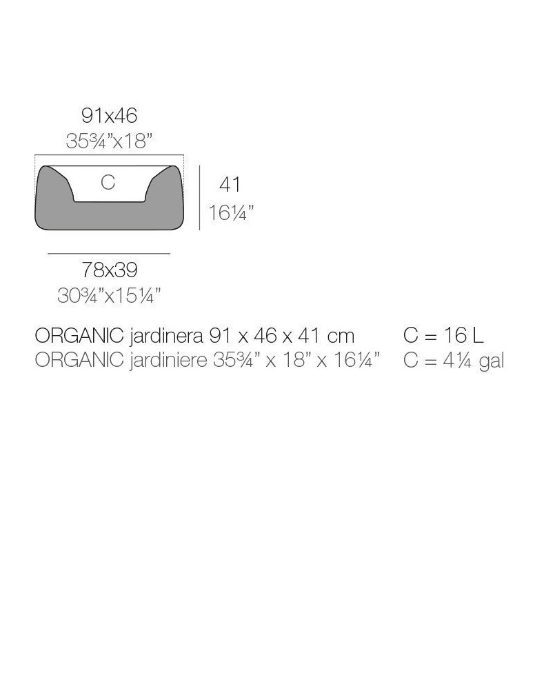 Jardinière Vondom Organic Jardinera Basic 91x46x39 - Produit écoresponsable