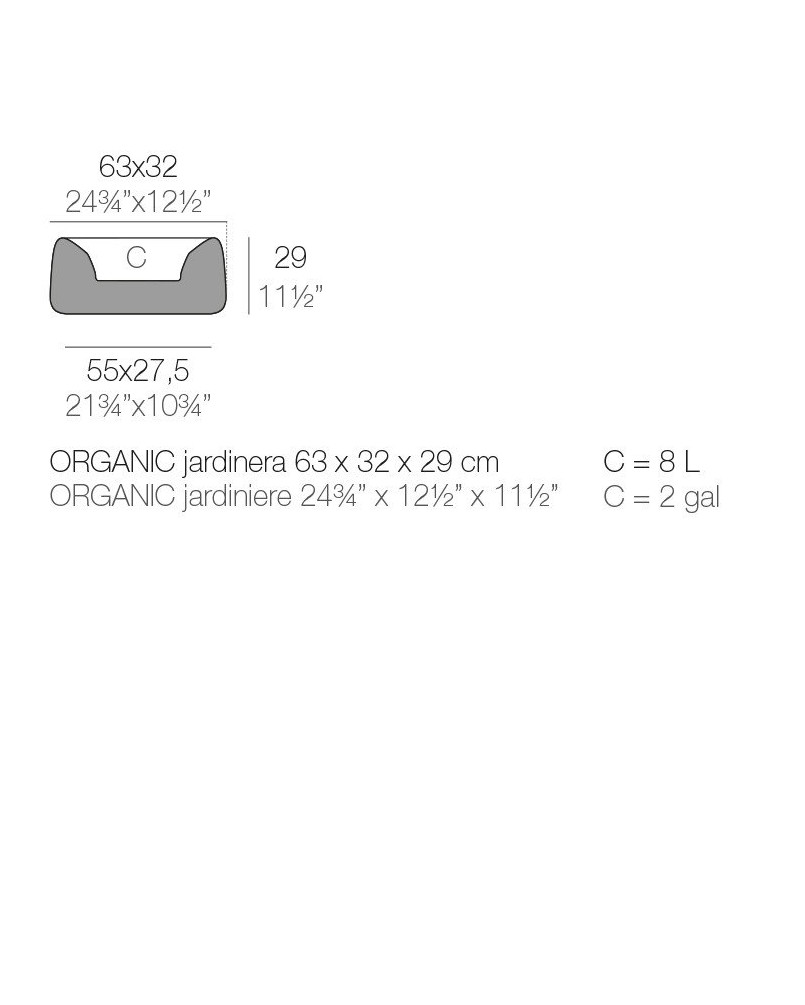 Jardinière Vondom Organic Jardinera Basic 63x32x27 - Produit écoresponsable