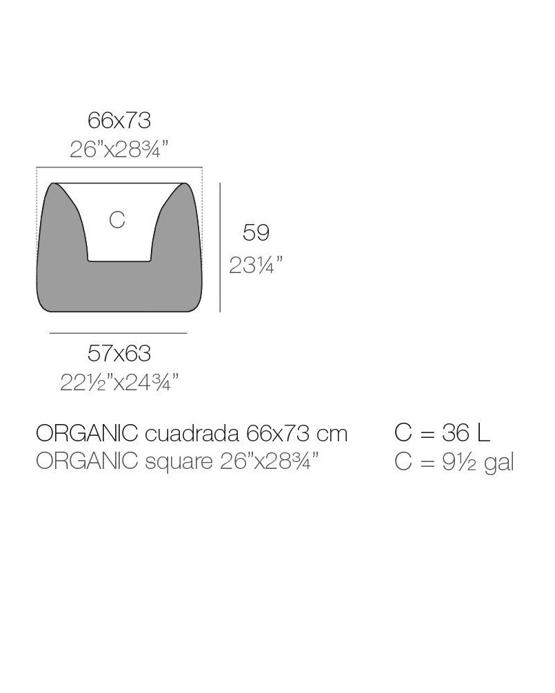 Jardinière Vondom Organic Cuadrada Basic 73x66x57 - Produit écoresponsable