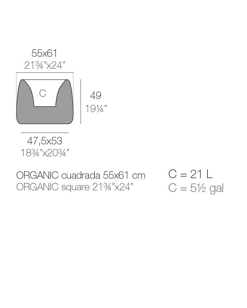 Jardinière Vondom Organic Cuadrada Basic 55x61x48 - Produit écoresponsable