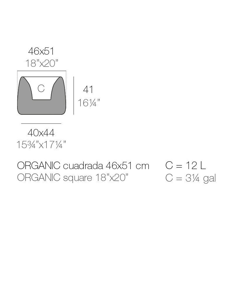 Jardinière Vondom Organic Cuadrada Basic 46x51x40 - Produit écoresponsable