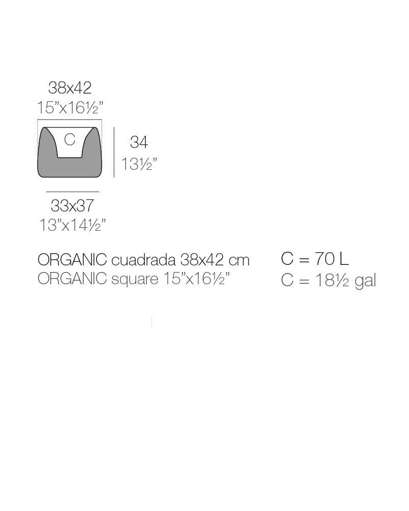 Jardinière Vondom Organic Cuadrada Basic 42x38x33 - Produit écoresponsable