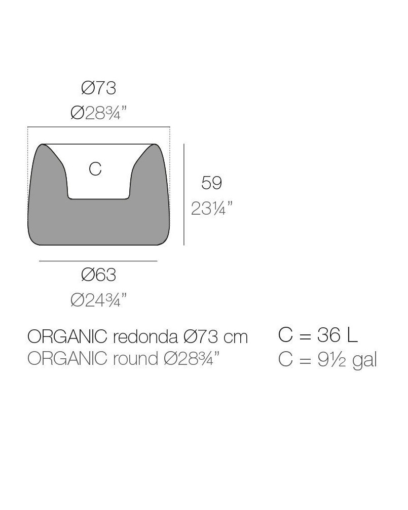Jardinière Vondom Organic Redonda Basic Ø73x57 - Produit écoresponsable