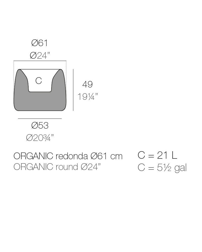 Jardinière Vondom Organic Redonda Basic Ø61x48 - Produit écoresponsable