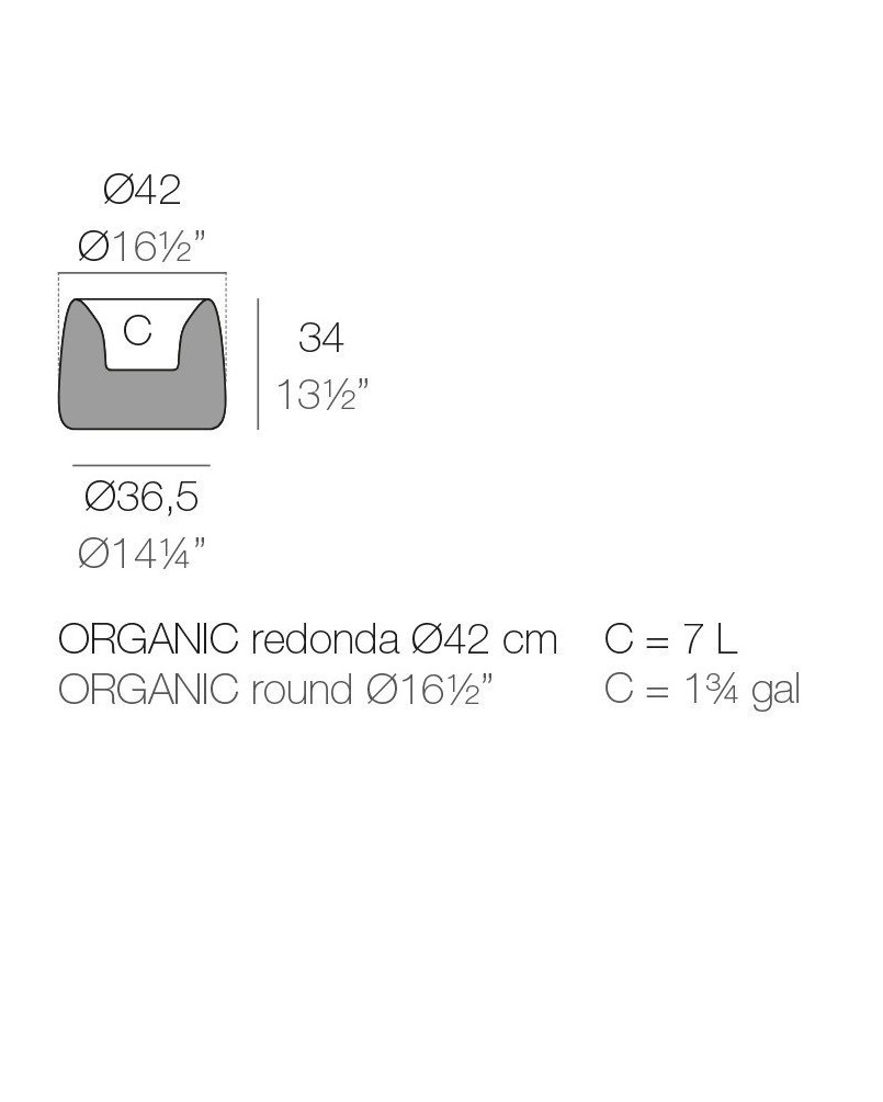 Jardinière Vondom Organic Redonda Basic Ø42x33 - Produit écoresponsable