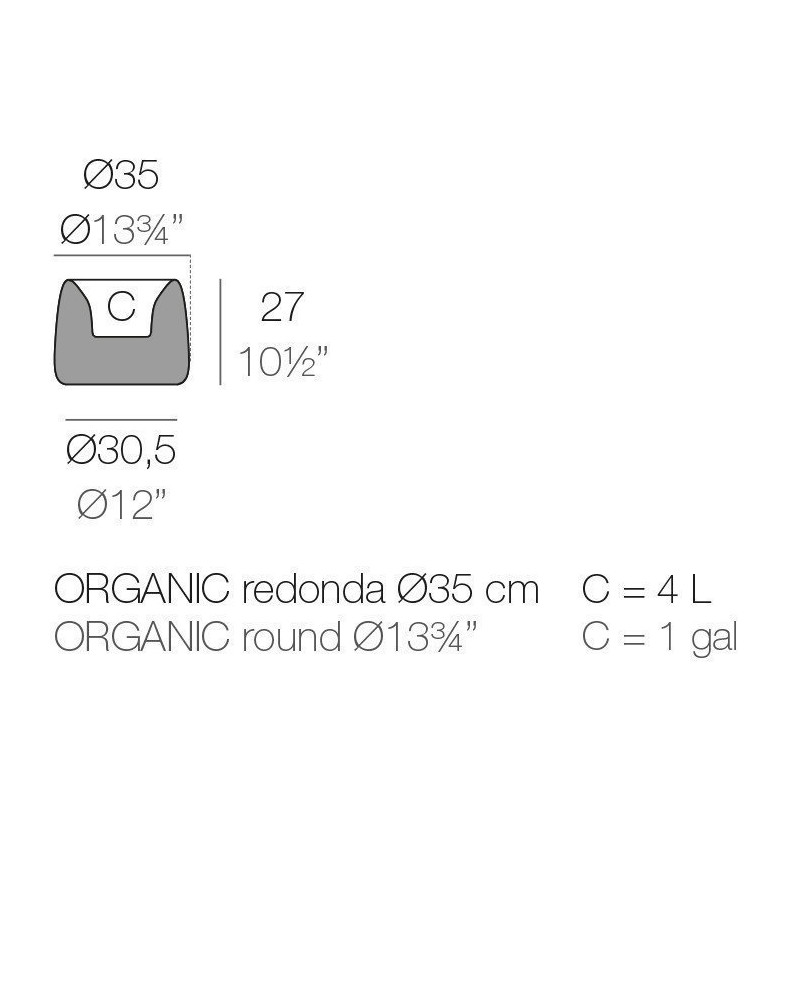 Jardinière Vondom Organic Redonda Basic Ø35x27 - Produit écoresponsable