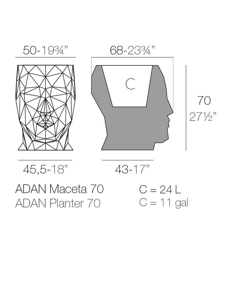 Jardinière Vondom Adan Basic 50x68x70 - Produit écoresponsable