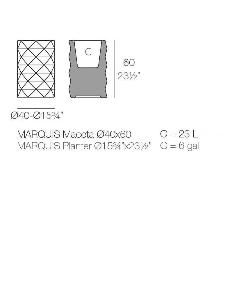 Jardinière Vondom Marquis Basic Ø40x60 - Produit écoresponsable