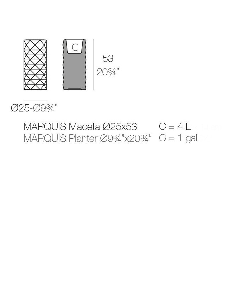 Jardinière Vondom Marquis Basic Ø25x53 - Produit écoresponsable