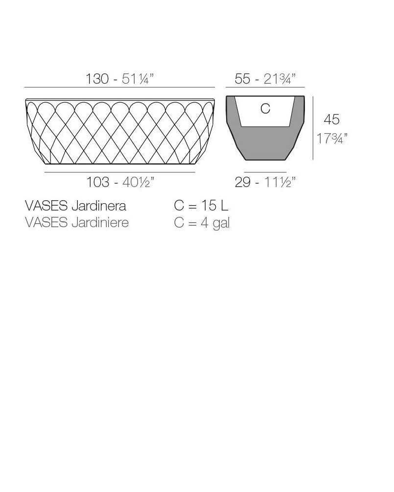 Jardinière Vondom Vases Basic 55x130x45 - Produit écoresponsable