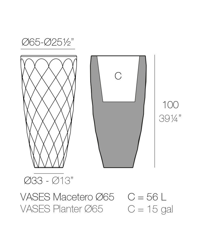 Jardinière Vondom Vases Basic Ø65x100 - Produit écoresponsable