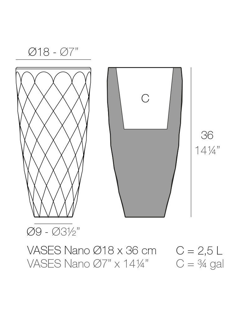 Jardinière Vondom Vases Basic Ø18x36 - Produit écoresponsable
