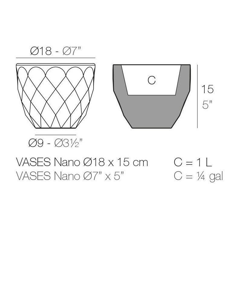 Jardinière Vondom Vases Basic Ø18x15 - Produit écoresponsable